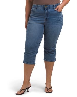 TJ Maxx Plus Comfort Waist Fit Solution Pedal Pusher Pants For Spandex/Cotton/Polyester - Blue