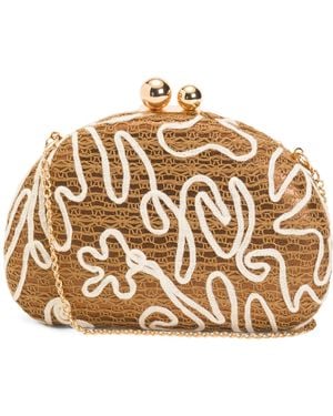 TJ Maxx Embroidered Clutch For Leather - Metallic