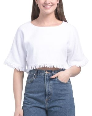 TJ Maxx Fringe Terry Cover-Up Top, Cotton - White