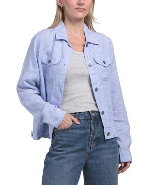 TJ Maxx Linen Jean Jacket With Metal Trims - Blue