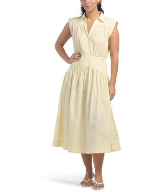 TJ Maxx Collared Button Front Midi Dress For Cotton - Natural