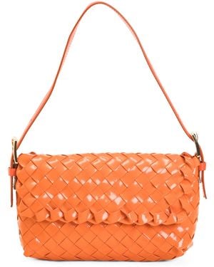TJ Maxx Leather Woven Satchel - Orange