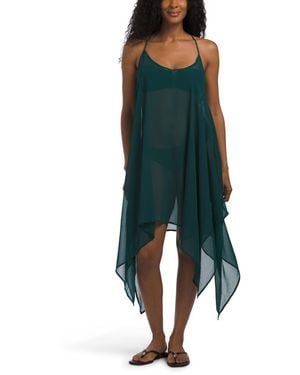 TJ Maxx La Cote Dazur Hankerchief Hem Cover-Up Dress For Polyester - Green