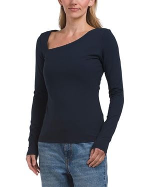 TJ Maxx Diagonal Long Sleeve Top For Nylon/Spandex - Blue