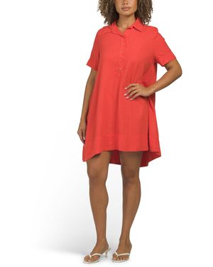 TJ Maxx Linen Blend Short Sleeve Mini Dress For Linen/Rayon in Blue | Lyst