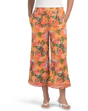 TJ Maxx Linen Printed Pants For - Orange