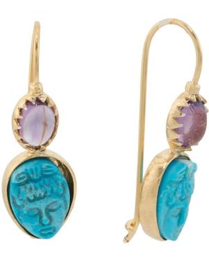 TJ Maxx 18Kt Plated Victorian Cameo Magnesite Earrings For Amethyst - Blue