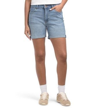 TJ Maxx High Rise Shorts With Raw Edge Upcuff Hem For Spandex/Cotton/Polyester - Blue