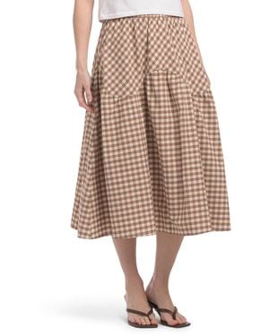 TJ Maxx Gingham Princess Maxi Skirt For Polyester - Natural