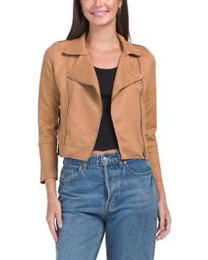 TJ Maxx Faux Suede Moto Jacket, Spandex/Polyester/Suede - Blue