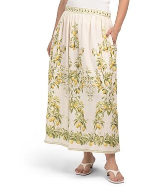 TJ Maxx Linen Blend Printed Maxi Skirt For Cotton/Linen/Rayon - Metallic
