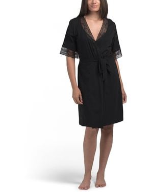 TJ Maxx Penelope Short Robe, Pima Cotton/Modal - Black
