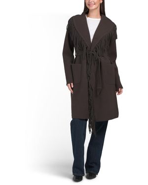 TJ Maxx Faux Mink Eyelash Fringe Wrap Coatigan, Nylon/Polyester - Black