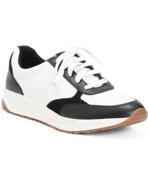 TJ Maxx Leather Lorena Casual Athletic Lace Up Sneakers For Leather/Suede - White