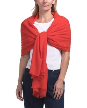 TJ Maxx Cashmere Pashmina Scarf With Eyelash Fringes For - Red