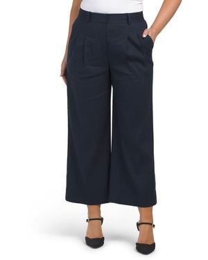TJ Maxx Linen Blend Cropped Wide Leg Pants For Spandex/Cotton/Linen - Blue