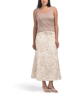 TJ Maxx Linen Blend Midi Skirt And Rib Tank Set For Spandex/Polyester/Linen - Natural