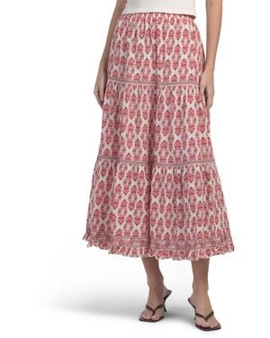 TJ Maxx Tiered Maxi Skirt, Cotton/Rayon - Pink
