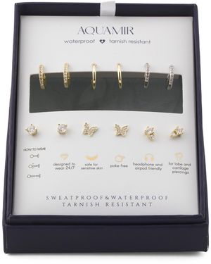 TJ Maxx Waterproof Huggie And Stud Cz Earrings Set For - Gray