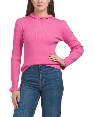 TJ Maxx Ruffle Neck Sweater, Nylon/Polyester/Viscose - Red