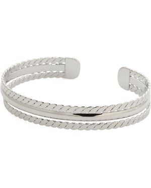 TJ Maxx Sterling Plated Rope Textured Cuff Bracelet - Metallic