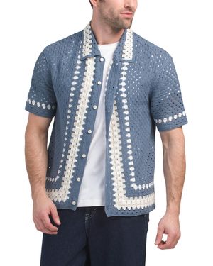 TJ Maxx Crochet Button Down Sweater For Cotton/Acrylic - Blue