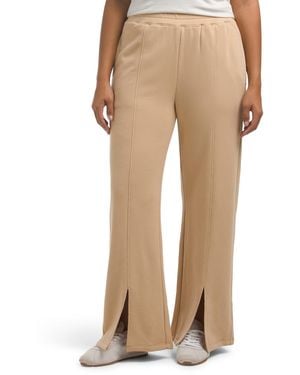 TJ Maxx Lincoln Front Slit Knit Pants For Cotton - Natural