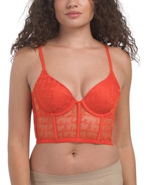 TJ Maxx Logo Obsessed Bustier Top For Polyester - Red