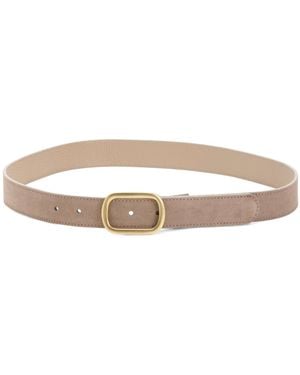 TJ Maxx Suede Oval East West Buckle Belt, /Suede - White