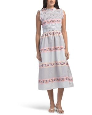 TJ Maxx Ruffle Sleeveless Smocked Top Maxi Dress For Cotton - Multicolor