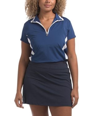 TJ Maxx Vichy Short Sleeve Polo For Polyester - Blue