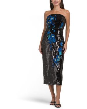 TJ Maxx Kait Vines Of Floral Sequins Dress For Spandex/Polyester - Blue