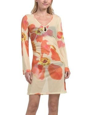 TJ Maxx Mesh Mini Cover-Up Dress For Spandex/Polyester - Orange