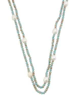 TJ Maxx Freshwater Pearl And Crystal Beaded Necklace - Metallic