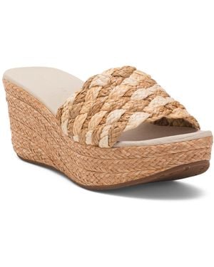 TJ Maxx Yunis Wedge Sandals For Leather - Natural