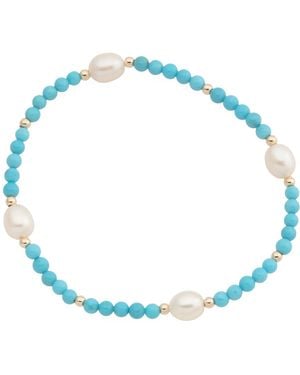 TJ Maxx 14Kt And Freshwater Pearl Beaded Bracelet - Blue