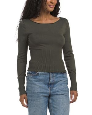 TJ Maxx Boat Neck Banded Bottom Sweater, Polyester/Rayon - Black
