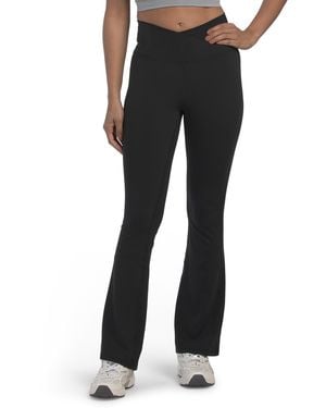TJ Maxx Crossover Elastic Free Waistband Flared Leg Pants, Spandex/Polyester - Black