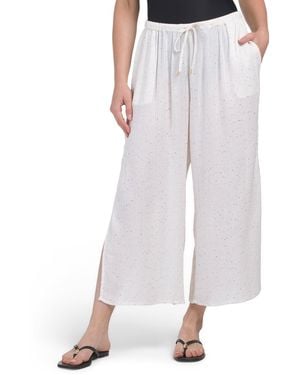 TJ Maxx Metallic Sequin Side Slit Pants For Rayon - White