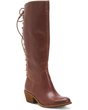 TJ Maxx Leather Sharnell Lace Up Back Comfort Boots For - Brown