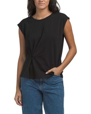 TJ Maxx Scuba Ponte Cap Sleeve Crew Neck Top For Spandex/Cotton/Polyester - Black