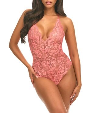 TJ Maxx Floral Lace Bodysuit For Spandex - Pink