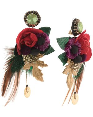 TJ Maxx Handcrafted Brisa Mixed Floral Drop Earrings - Red