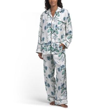TJ Maxx 2Pc Silk Yves Pajama Set For - Blue