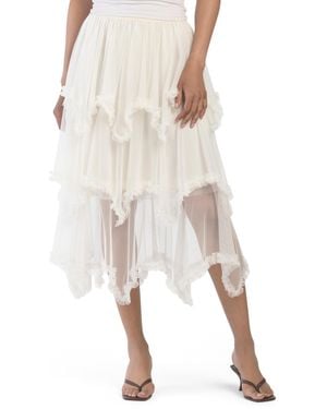 TJ Maxx Tiered Flowy Skirt For Polyester - Natural