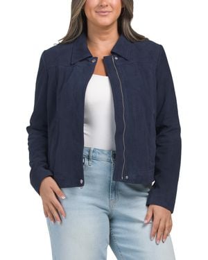 TJ Maxx Genuine Suede Jacket, Polyester//Suede - Blue