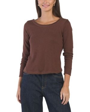 TJ Maxx Linen Blend French Terry Long Sleeve Cross Back Pull Over Sweater For Cotton/Linen - Red