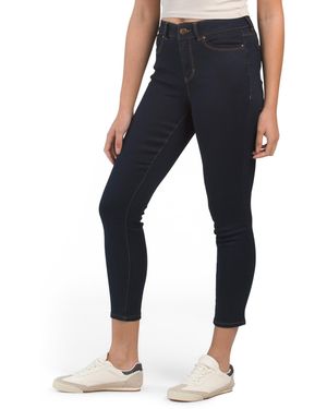 TJ Maxx High Waisted Recycled Denim Cozy Plush Ankle Jeans For Spandex/Cotton/Polyester - Blue