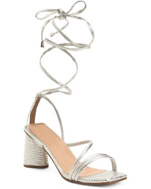 TJ Maxx Leather Analia Heeled Ankle Wrap Sandals For - White