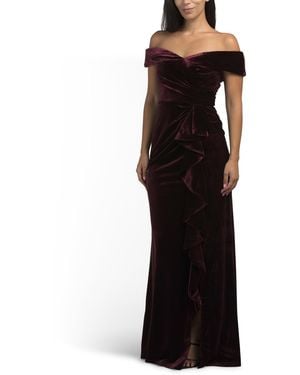TJ Maxx Velvet Off The Shoulder Gown For Spandex/Polyester - Black
